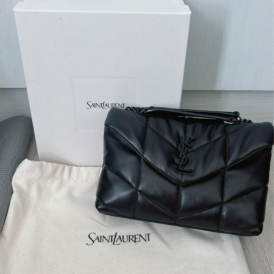 Ysl PUFFER TOY羊皮革手袋 黑鏈-0