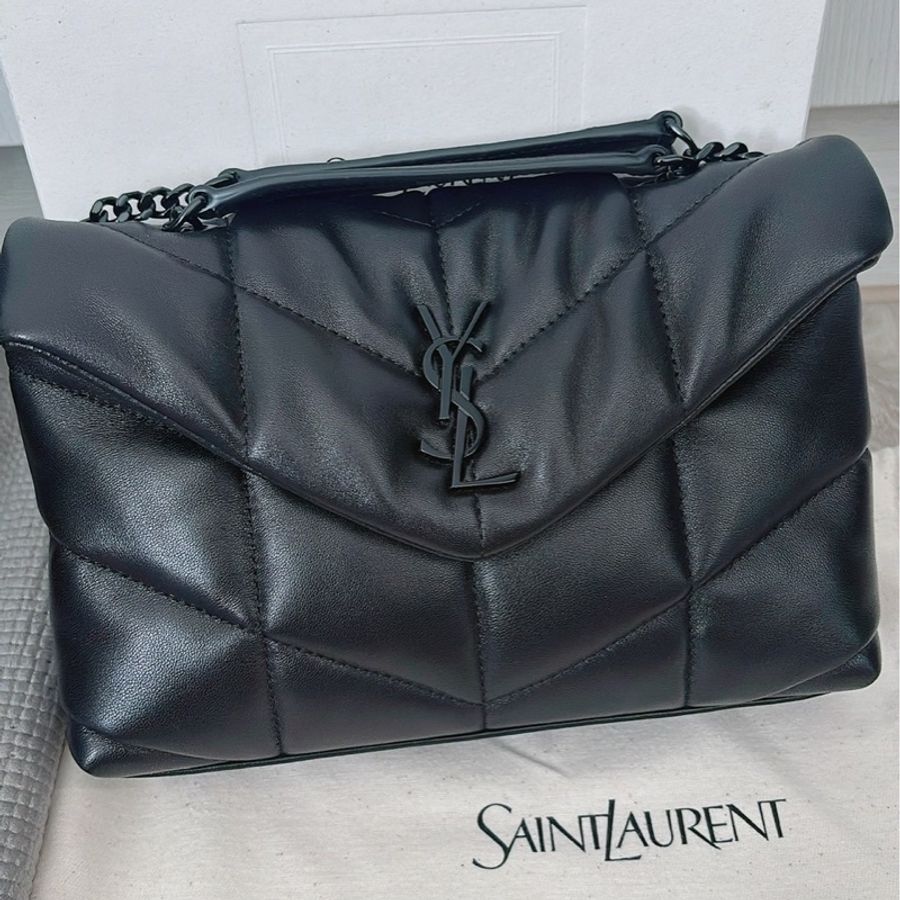 Ysl PUFFER TOY羊皮革手袋 黑鏈-1