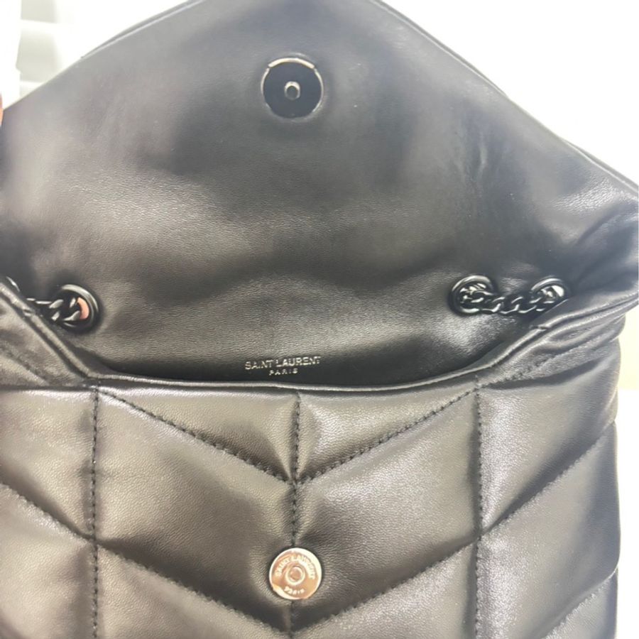Ysl PUFFER TOY羊皮革手袋 黑鏈-4