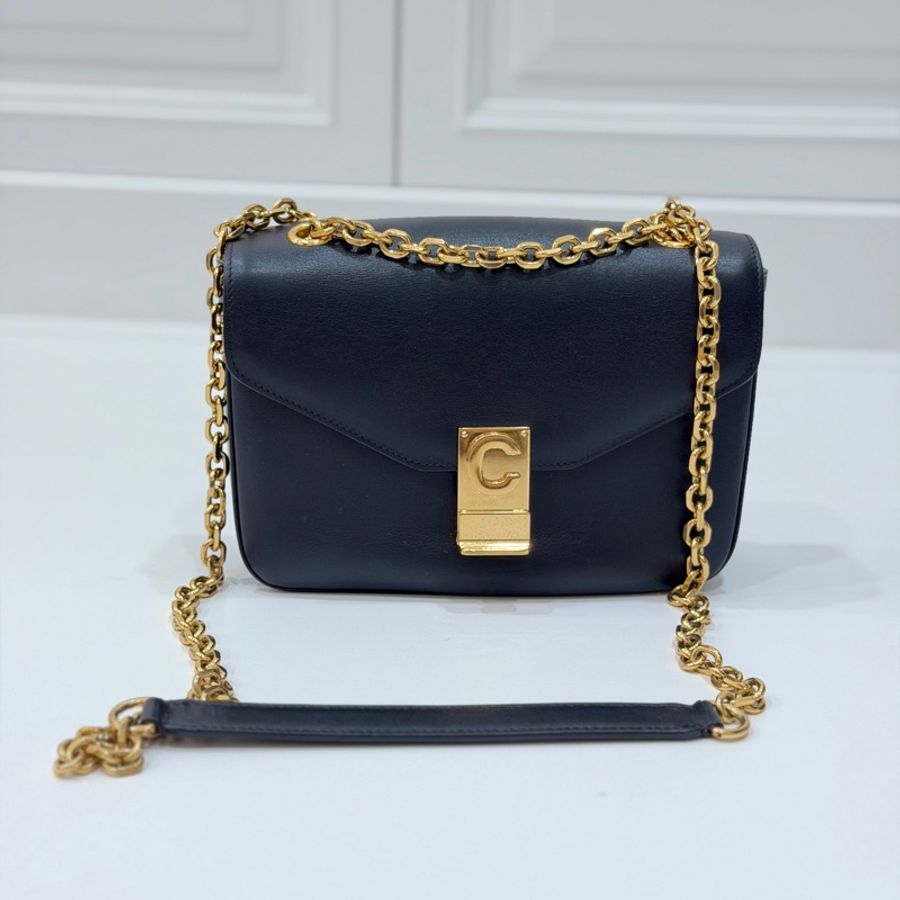 Celine C BAG 金釦 深藍 lisa同款 豆腐包 鏈條包 斜背包 手提包 側背包 肩背包-0