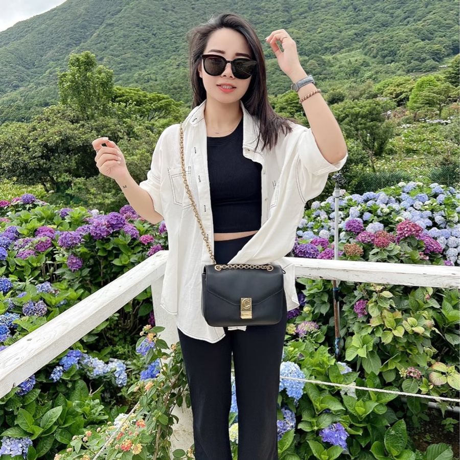 Celine C BAG 金釦 深藍 lisa同款 豆腐包 鏈條包 斜背包 手提包 側背包 肩背包-4