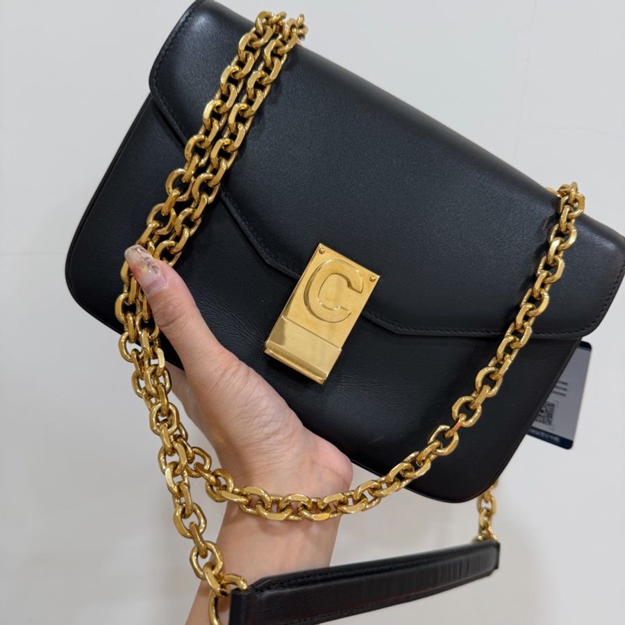 Celine C BAG 金釦 深藍 lisa同款 豆腐包 鏈條包 斜背包 手提包 側背包 肩背包-8