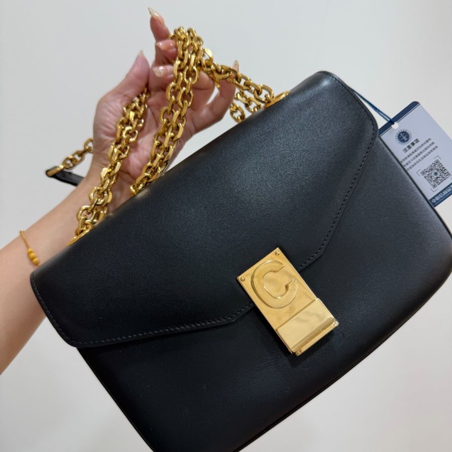 Celine C BAG 金釦 深藍 lisa同款 豆腐包 鏈條包 斜背包 手提包 側背包 肩背包-10
