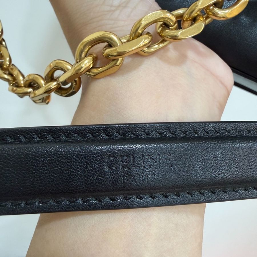 Celine C BAG 金釦 深藍 lisa同款 豆腐包 鏈條包 斜背包 手提包 側背包 肩背包-26