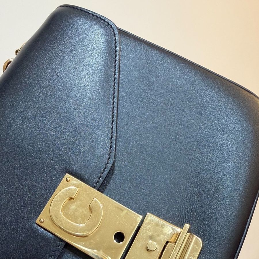 Celine C BAG 金釦 深藍 lisa同款 豆腐包 鏈條包 斜背包 手提包 側背包 肩背包-34