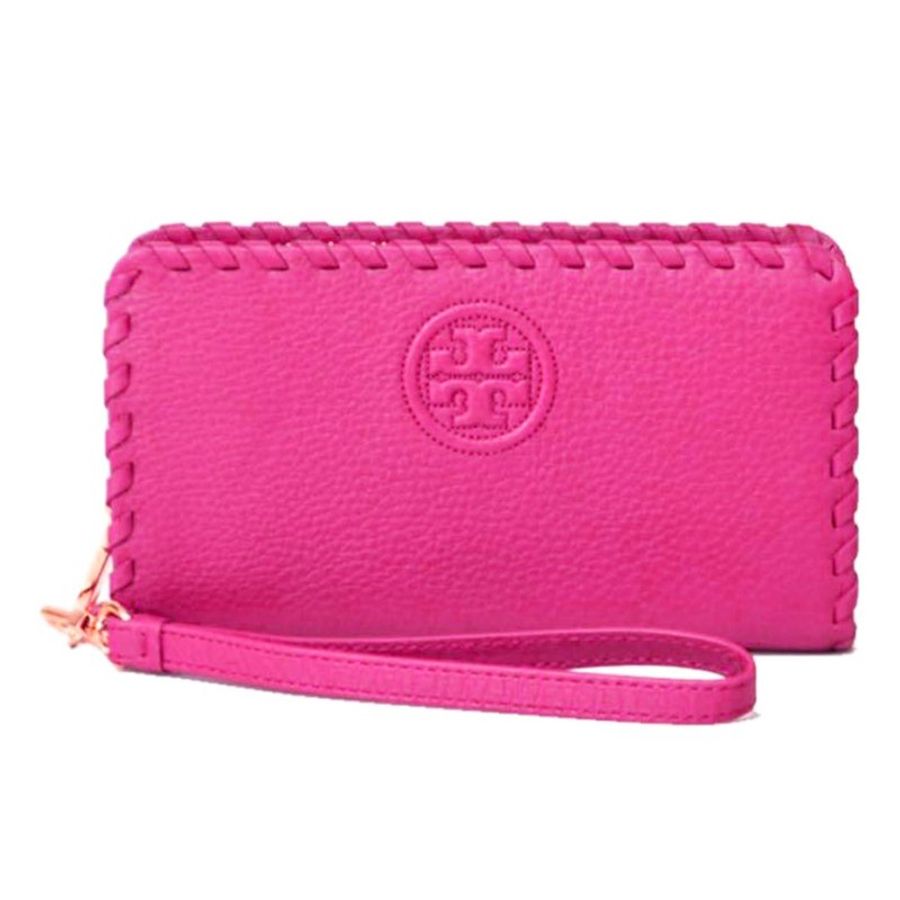 【TORY BURCH】造型皮革手拿包-粉桃色-0