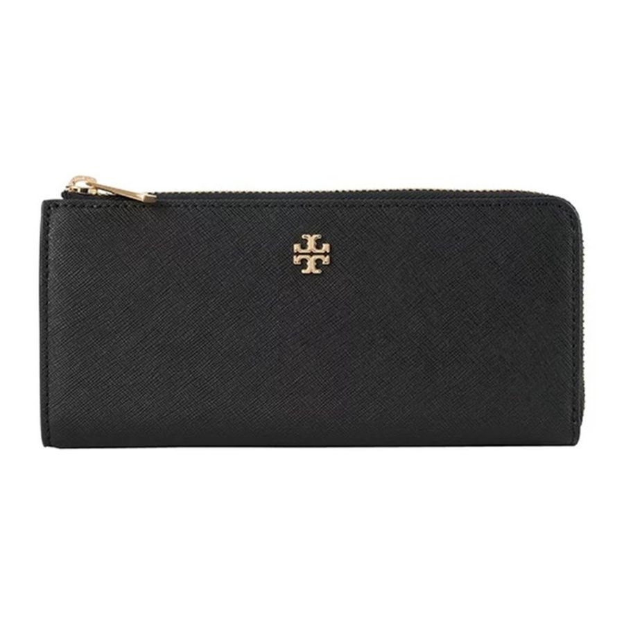 【TORY BURCH】雙T-LOGO防刮皮革拉鍊長夾-黑色-4
