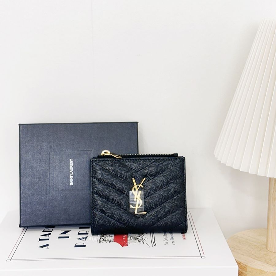 YSL 經典 魚子醬 對開兩折短夾-0