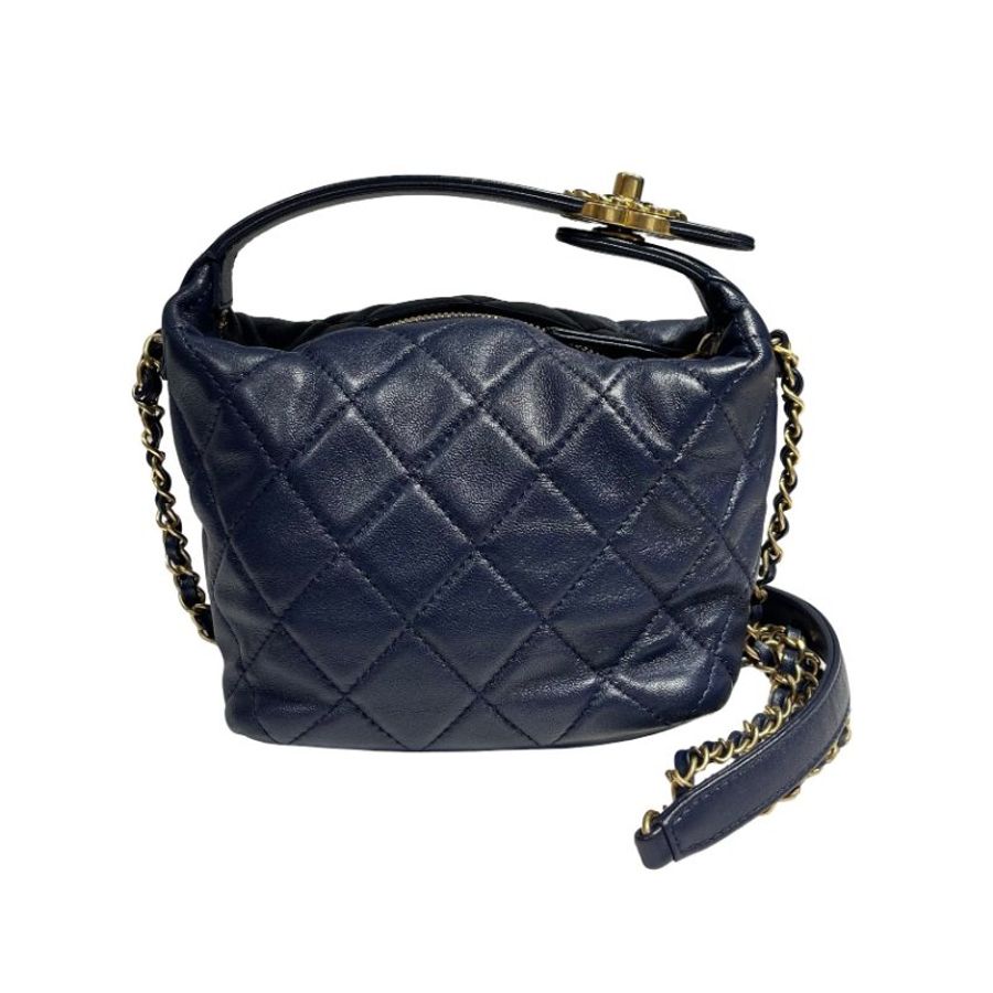 CHANEL CHAIN SHOULDER BAG NAVY GHW [A05338]-0