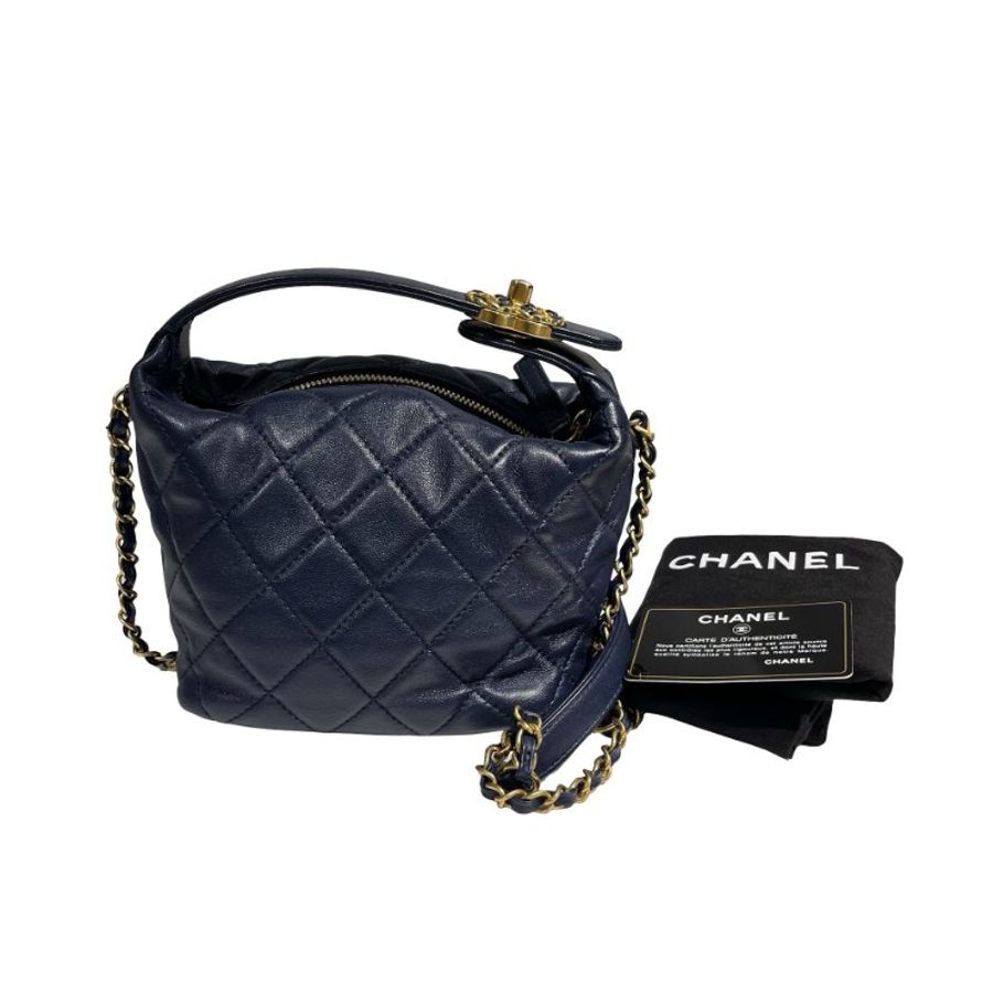 CHANEL CHAIN SHOULDER BAG NAVY GHW [A05338]-1