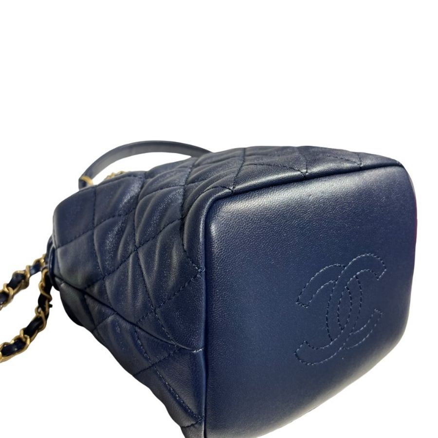 CHANEL CHAIN SHOULDER BAG NAVY GHW [A05338]-8