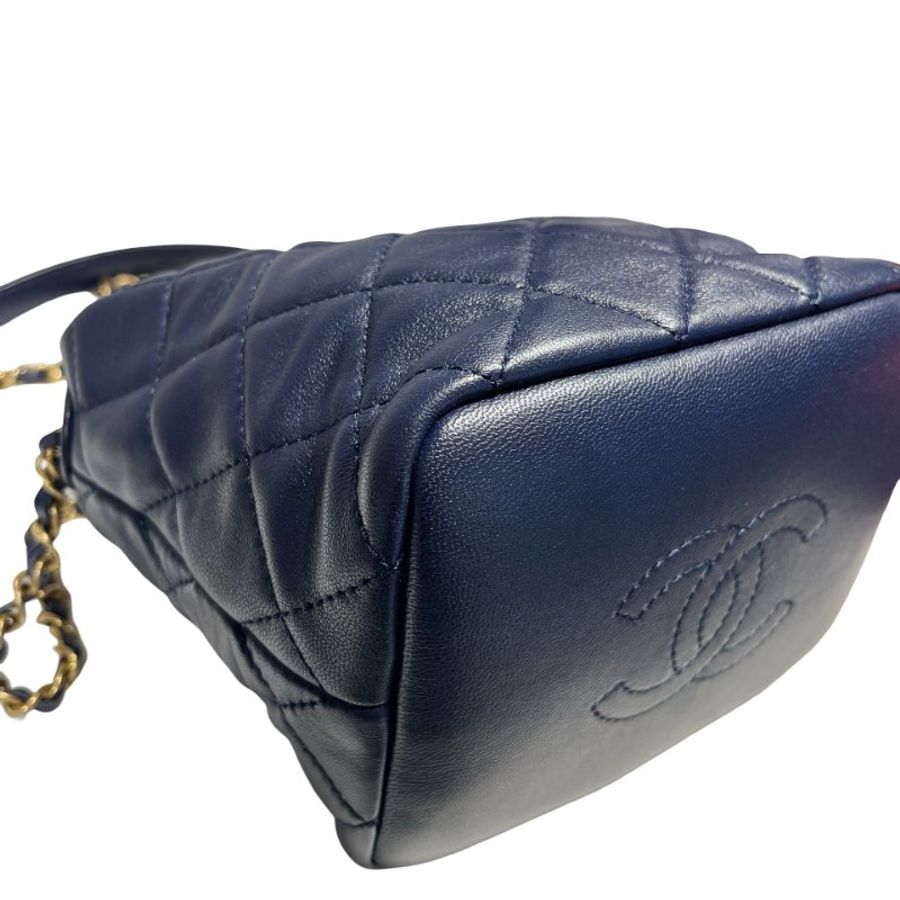 CHANEL CHAIN SHOULDER BAG NAVY GHW [A05338]-11
