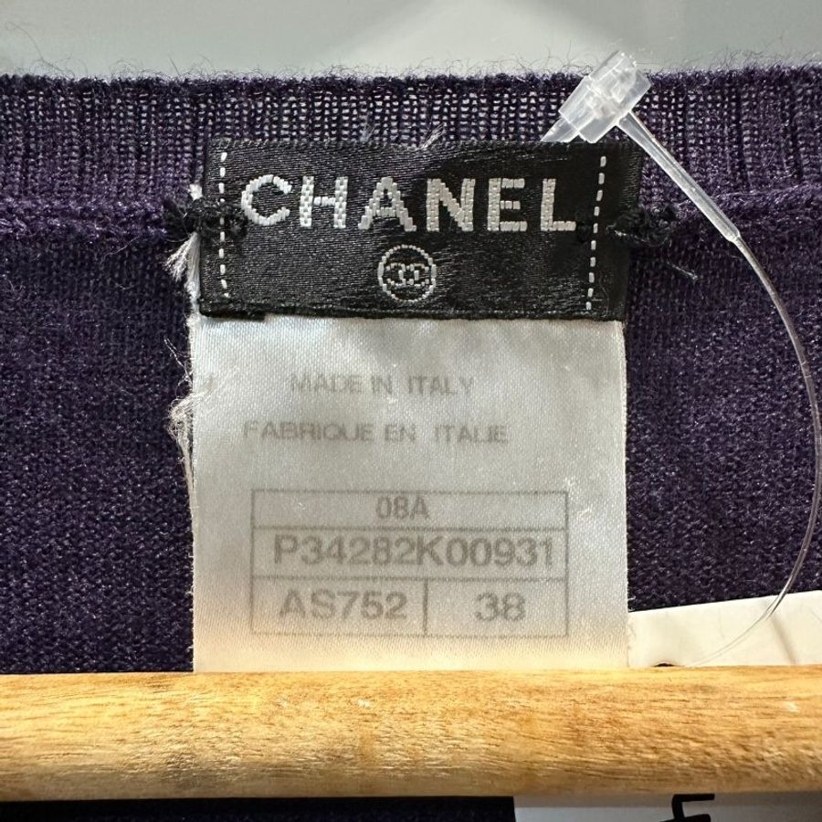 【美收精品】CHANEL 紫色針織短袖 4-135【隔月月中將轉賣至日本 上架期限30天】-5