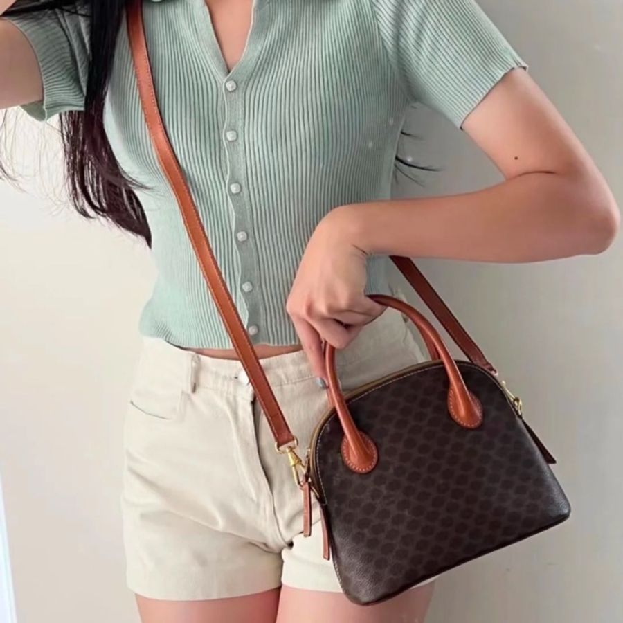 Celine 中古凱旋門老花貝殼包 斜挎包Alma BB-0