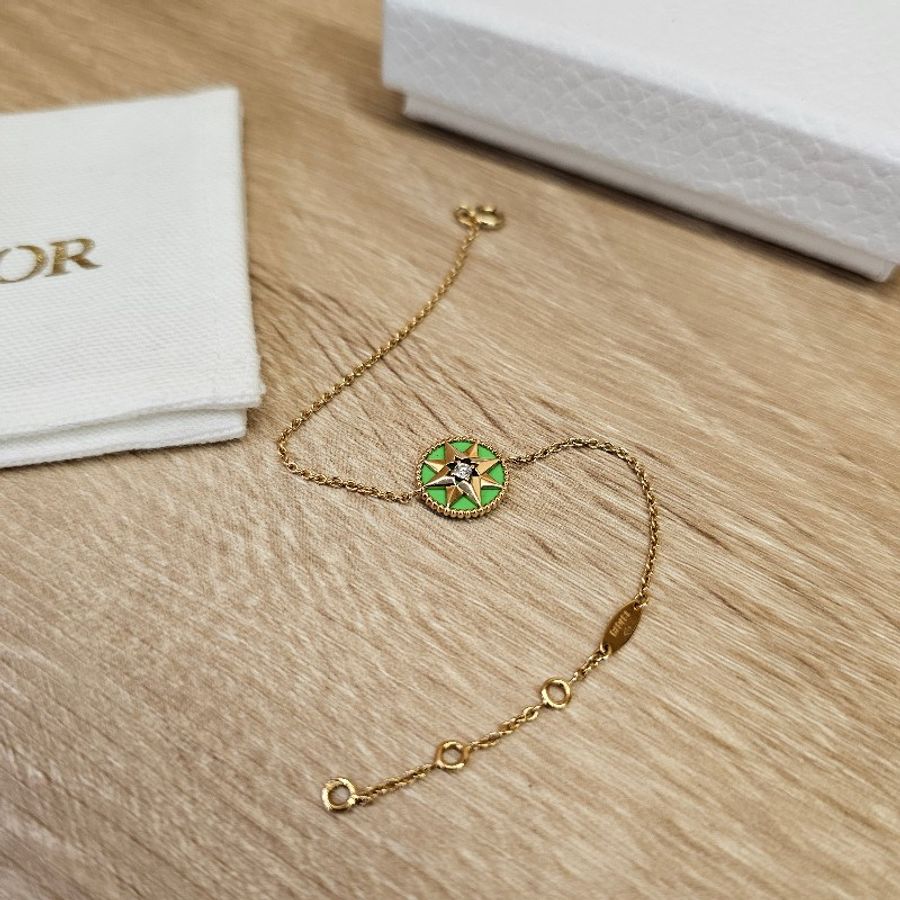 [少見美品❣️] Dior RosedesVents黃K金綠孔雀石單鑽八芒星手鍊-7