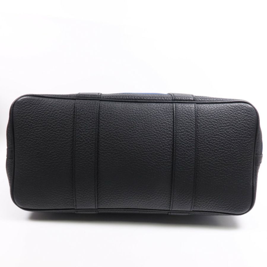 HERMES 帆布/皮革Garden Party PM銀扣手挽袋Leder Blue-3