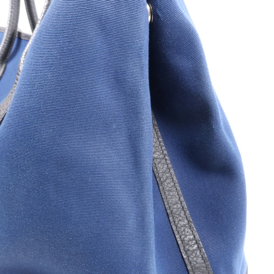 HERMES 帆布/皮革Garden Party PM銀扣手挽袋Leder Blue-11