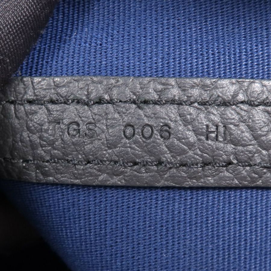 HERMES 帆布/皮革Garden Party PM銀扣手挽袋Leder Blue-16