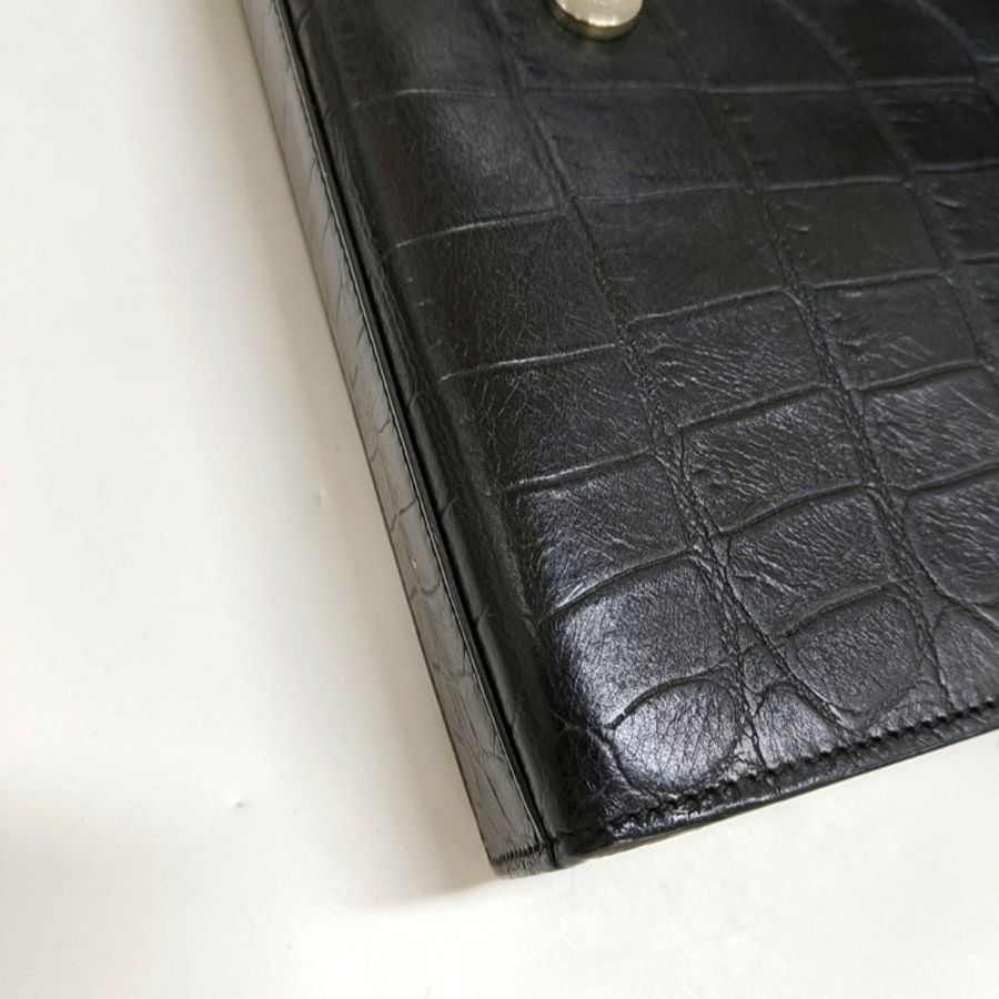 YSL KATE 中號 黑色牛皮流蘇鱷魚紋單肩包 銀色五金 9.8新-10