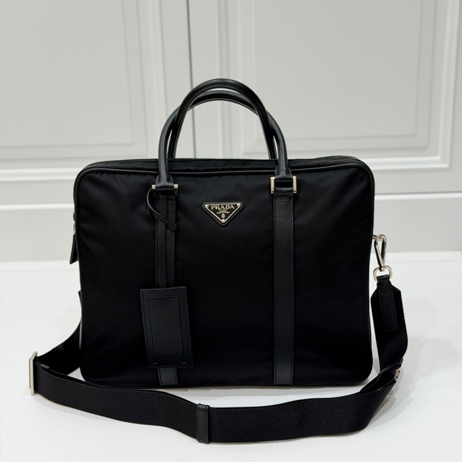 PRADA 黑色 尼龍 公事包 手提包 肩背包 側背包 斜背包 電腦包 文件包-2