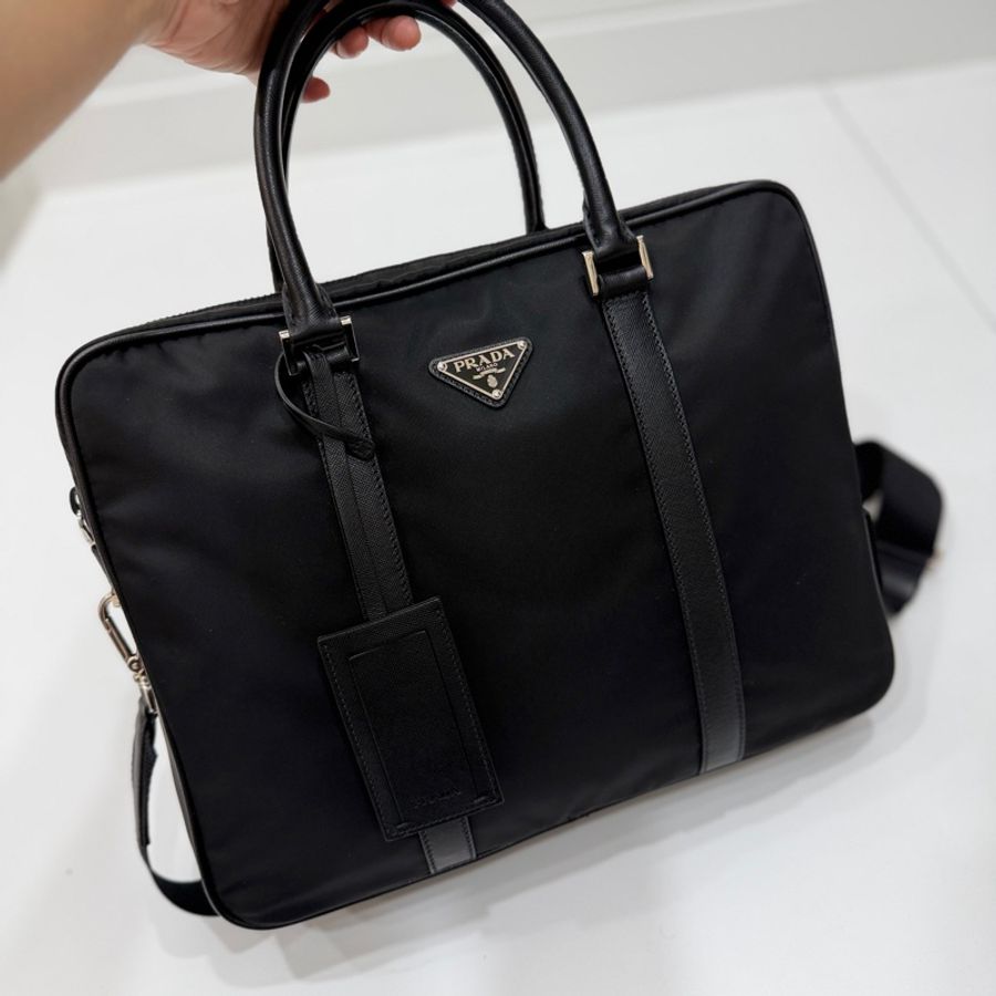 PRADA 黑色 尼龍 公事包 手提包 肩背包 側背包 斜背包 電腦包 文件包-7