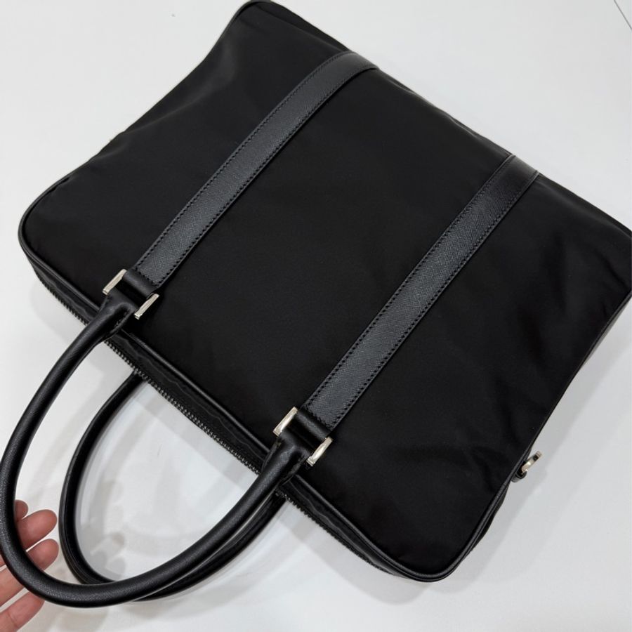 PRADA 黑色 尼龍 公事包 手提包 肩背包 側背包 斜背包 電腦包 文件包-8