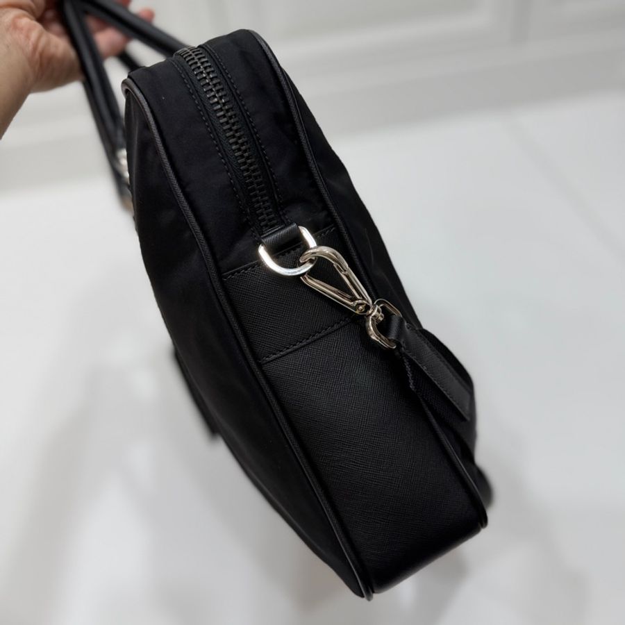 PRADA 黑色 尼龍 公事包 手提包 肩背包 側背包 斜背包 電腦包 文件包-12