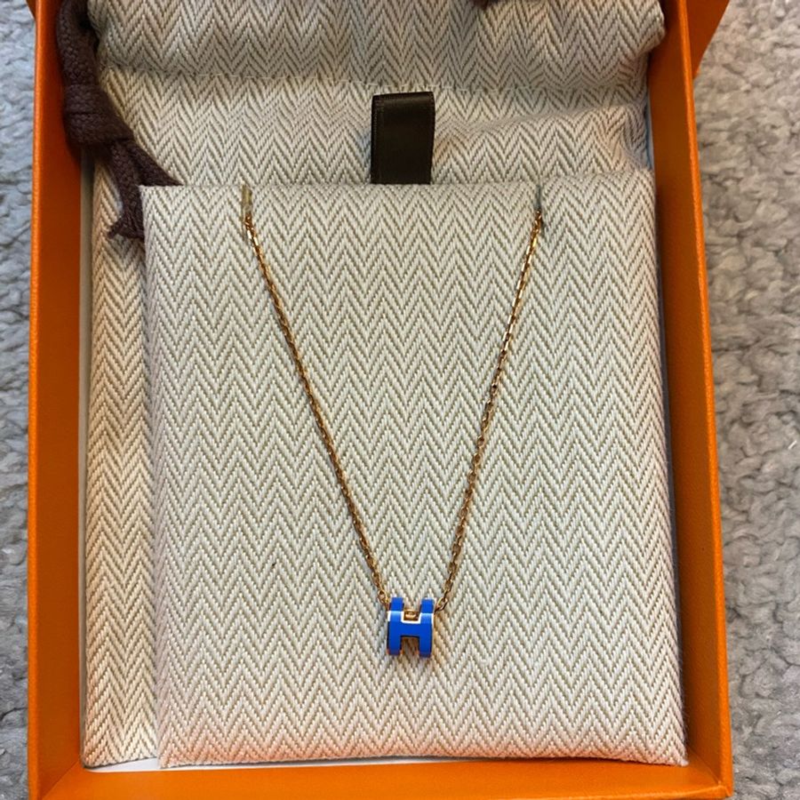 ✨Hermès Pop H mini 項鍊(藍金)✨-0