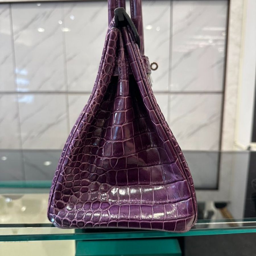 【超美天菜】HERMES BIRKIN 30CM 倒V鱷魚 銀扣 紫色-2