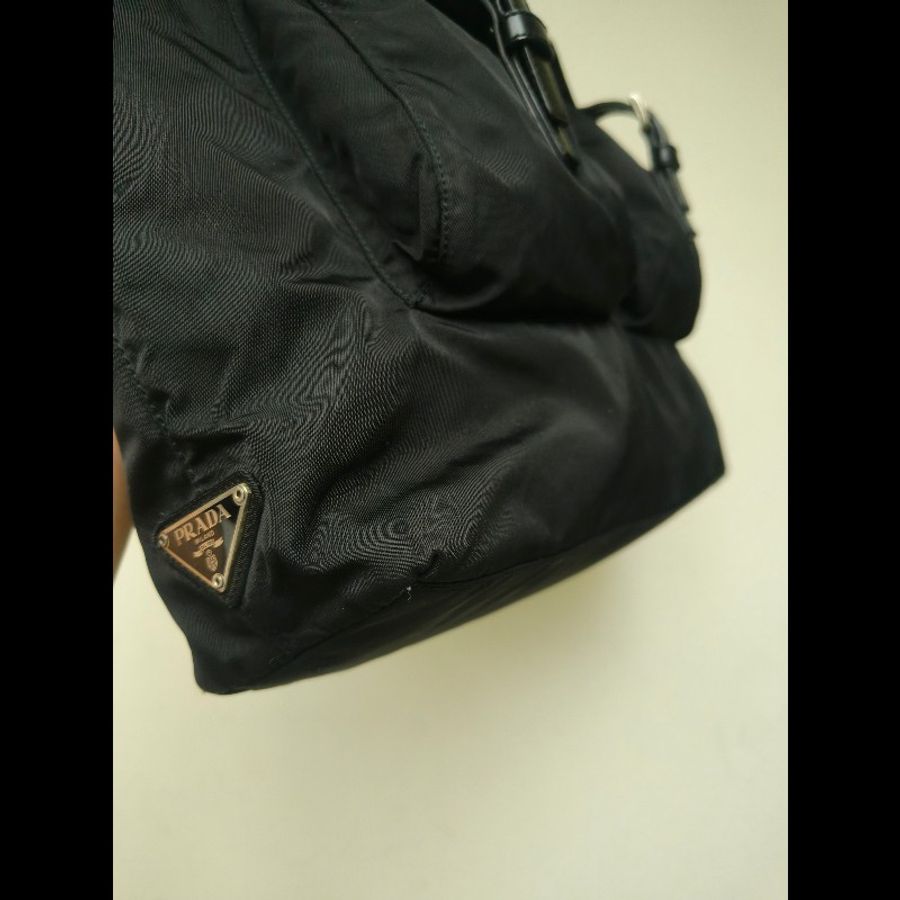 ㊣✨PRADA✨(附保卡)普拉達 黑色 輕量 帆布 皮革 雙口袋 托特包 文件包 通勤包/二手包/二手精品/保證正品🌳二手樹屋🌳-11