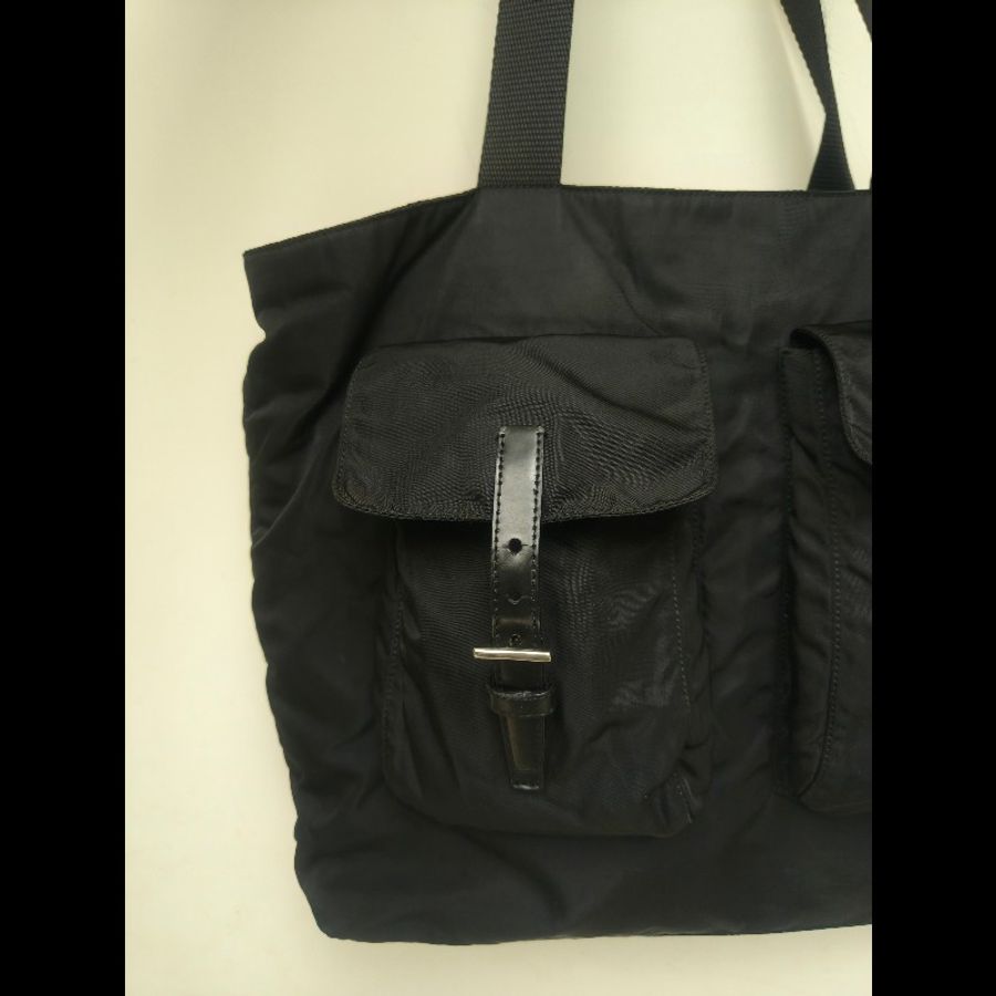 ㊣✨PRADA✨(附保卡)普拉達 黑色 輕量 帆布 皮革 雙口袋 托特包 文件包 通勤包/二手包/二手精品/保證正品🌳二手樹屋🌳-12