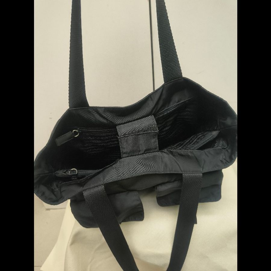 ㊣✨PRADA✨(附保卡)普拉達 黑色 輕量 帆布 皮革 雙口袋 托特包 文件包 通勤包/二手包/二手精品/保證正品🌳二手樹屋🌳-36