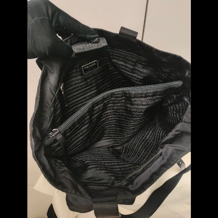㊣✨PRADA✨(附保卡)普拉達 黑色 輕量 帆布 皮革 雙口袋 托特包 文件包 通勤包/二手包/二手精品/保證正品🌳二手樹屋🌳-38