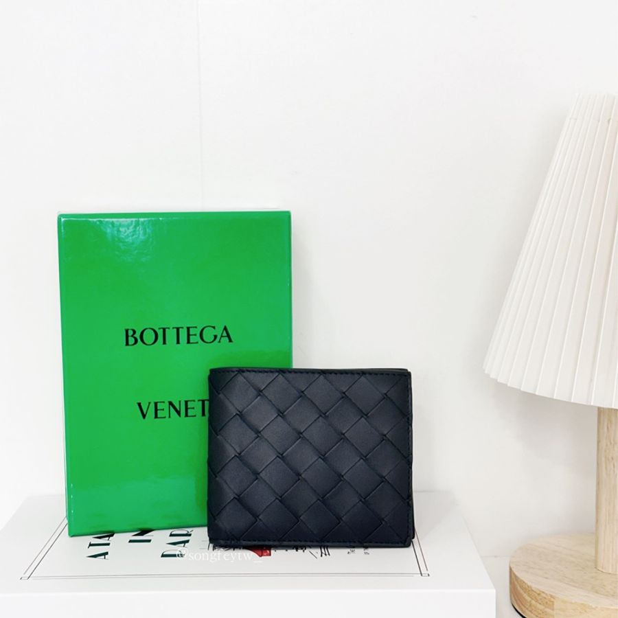 Bottega Veneta|BV 經典編織 小牛皮 零錢袋 男短夾-0