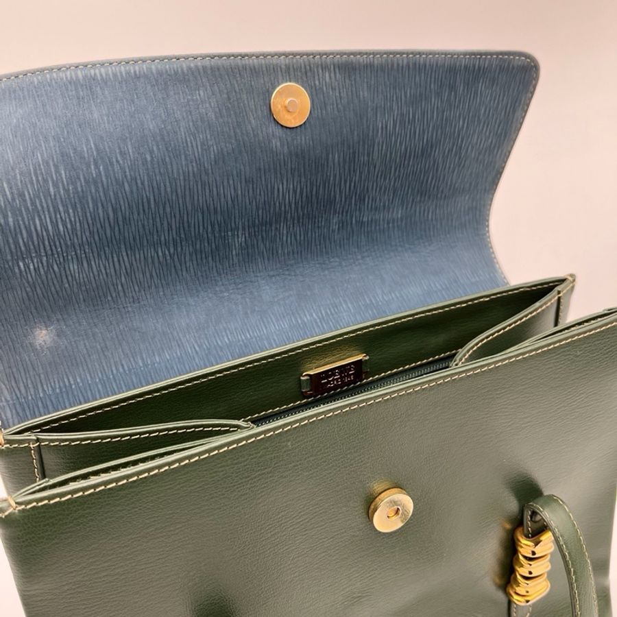 「JL精品代購」Loewe綠藍拼色蛇骨單肩公文包-14