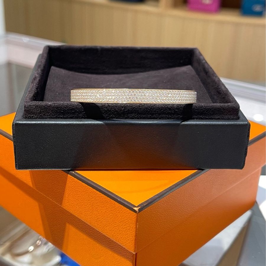 Hermes 爱马仕 cdc 玫瑰金满钻手镯 sh 小号-1
