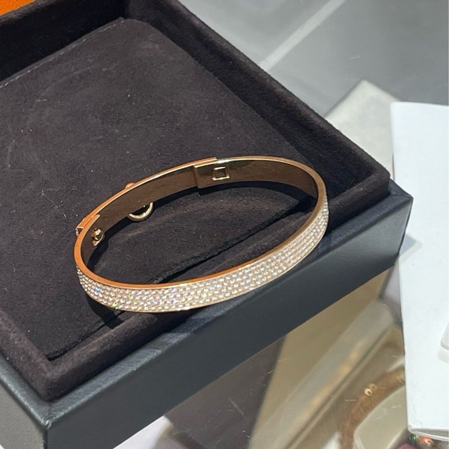 Hermes 爱马仕 cdc 玫瑰金满钻手镯 sh 小号-5