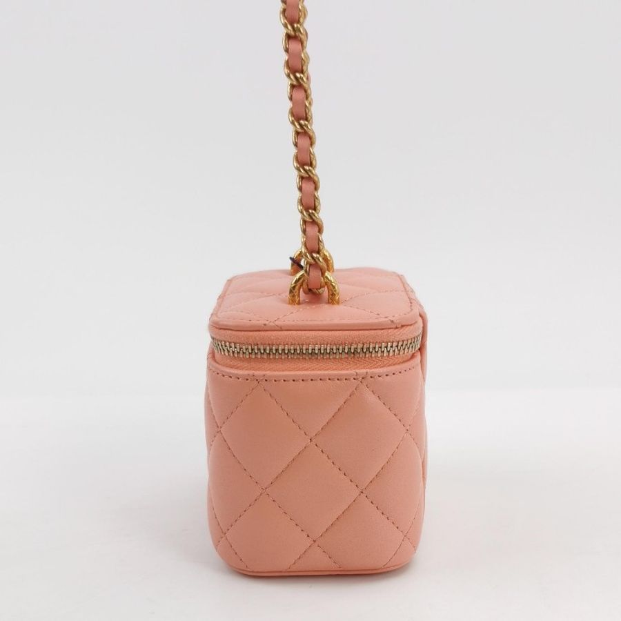 Chanel Vanity Case羊皮純色菱格雙C標識斜挎包單肩包-2