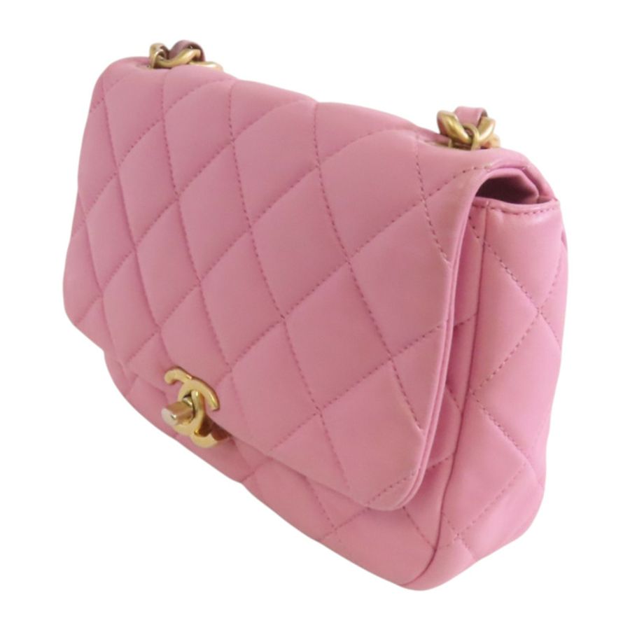 CHANEL 羊皮皮革Chain Shoulder金扣鏈帶肩背袋-2