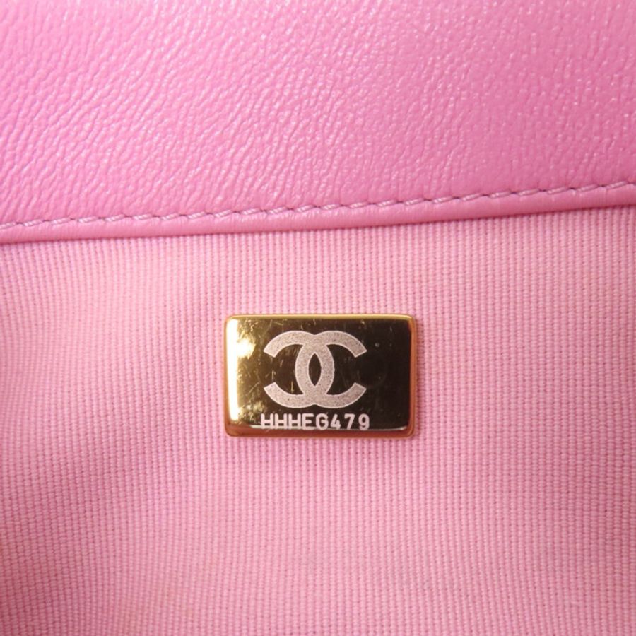 CHANEL 羊皮皮革Chain Shoulder金扣鏈帶肩背袋-6