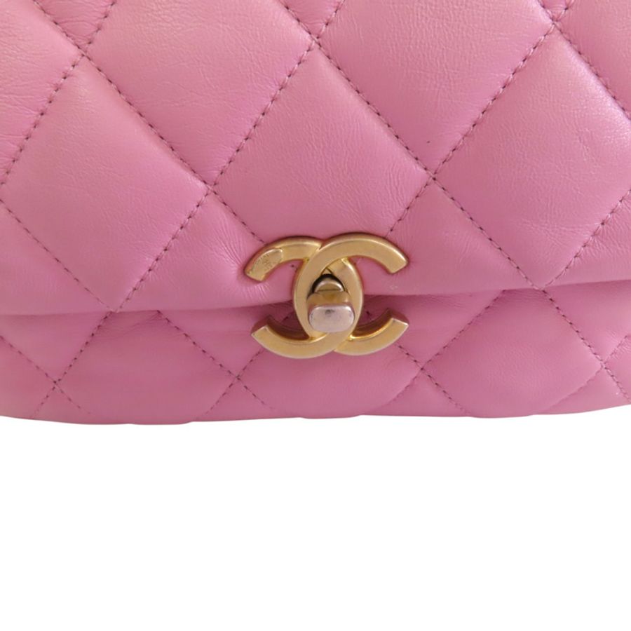 CHANEL 羊皮皮革Chain Shoulder金扣鏈帶肩背袋-8
