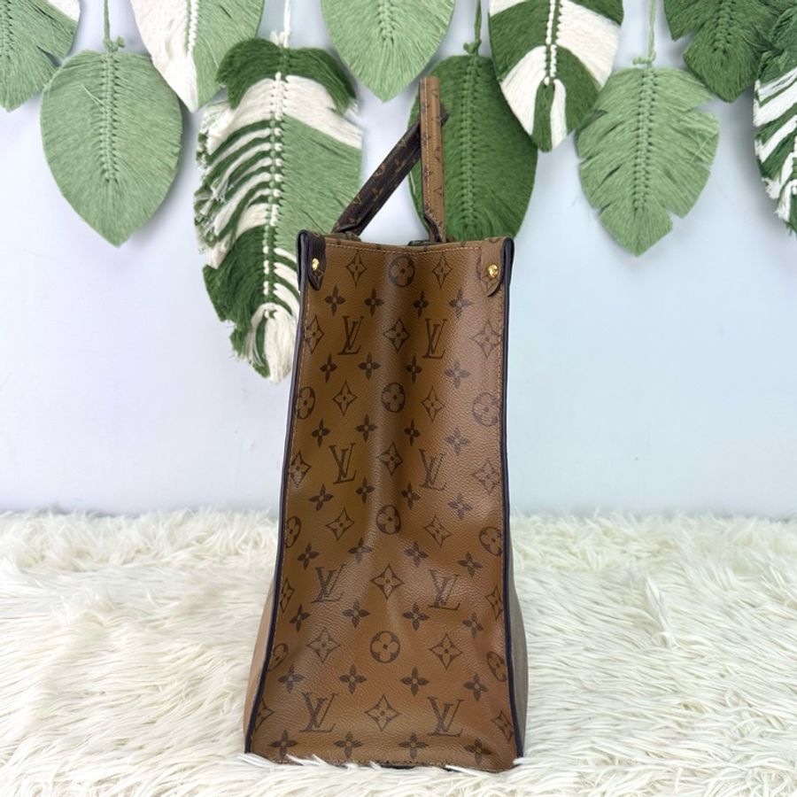 LV 經典老花拼色 On the go Gm size 晶片款 手提單肩包-3