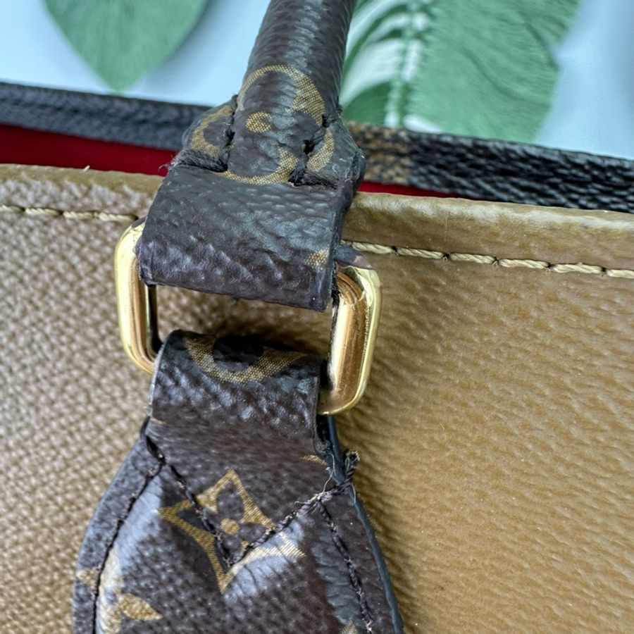 LV 經典老花拼色 On the go Gm size 晶片款 手提單肩包-15