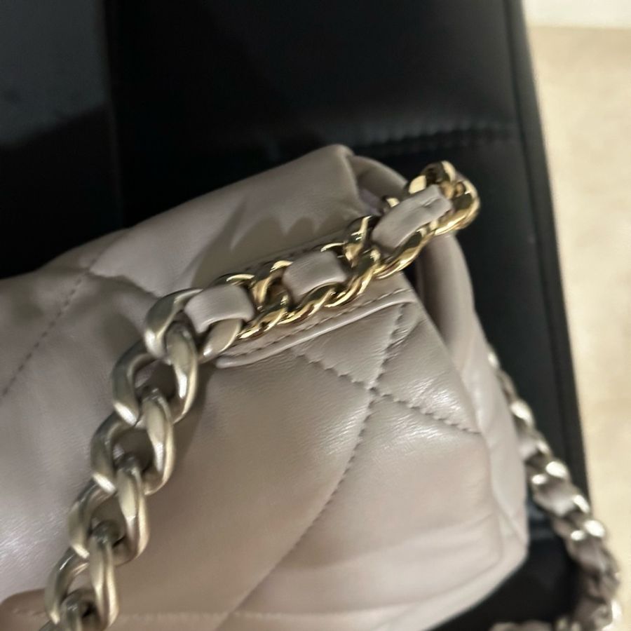 全新全配芯片款🌟#chanel #淺灰色 #銀扣 #19bag #小號-5