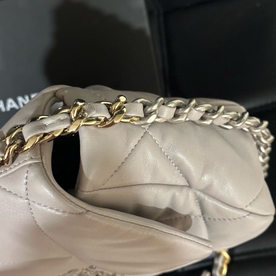 全新全配芯片款🌟#chanel #淺灰色 #銀扣 #19bag #小號-6