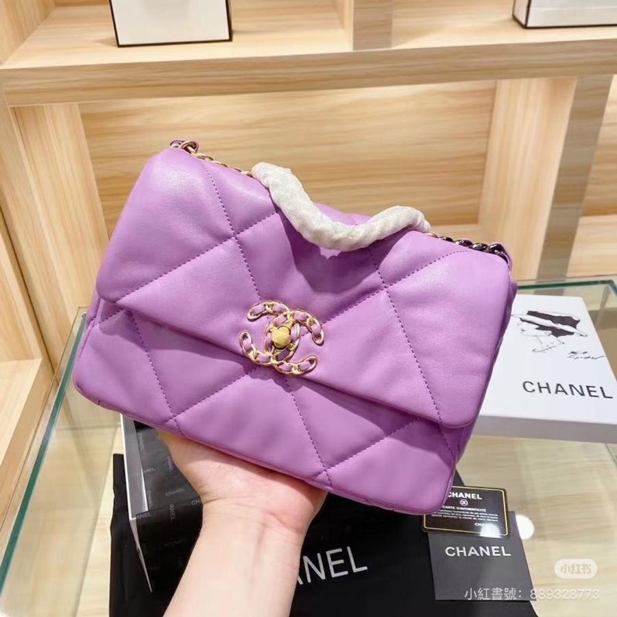 全新全配🈶️購證❤️ chanel #香芋紫 #薰衣草紫 #19bag #小號-1