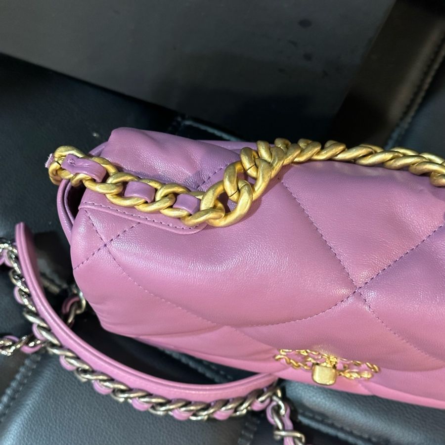 全新全配🈶️購證❤️ chanel #香芋紫 #薰衣草紫 #19bag #小號-6