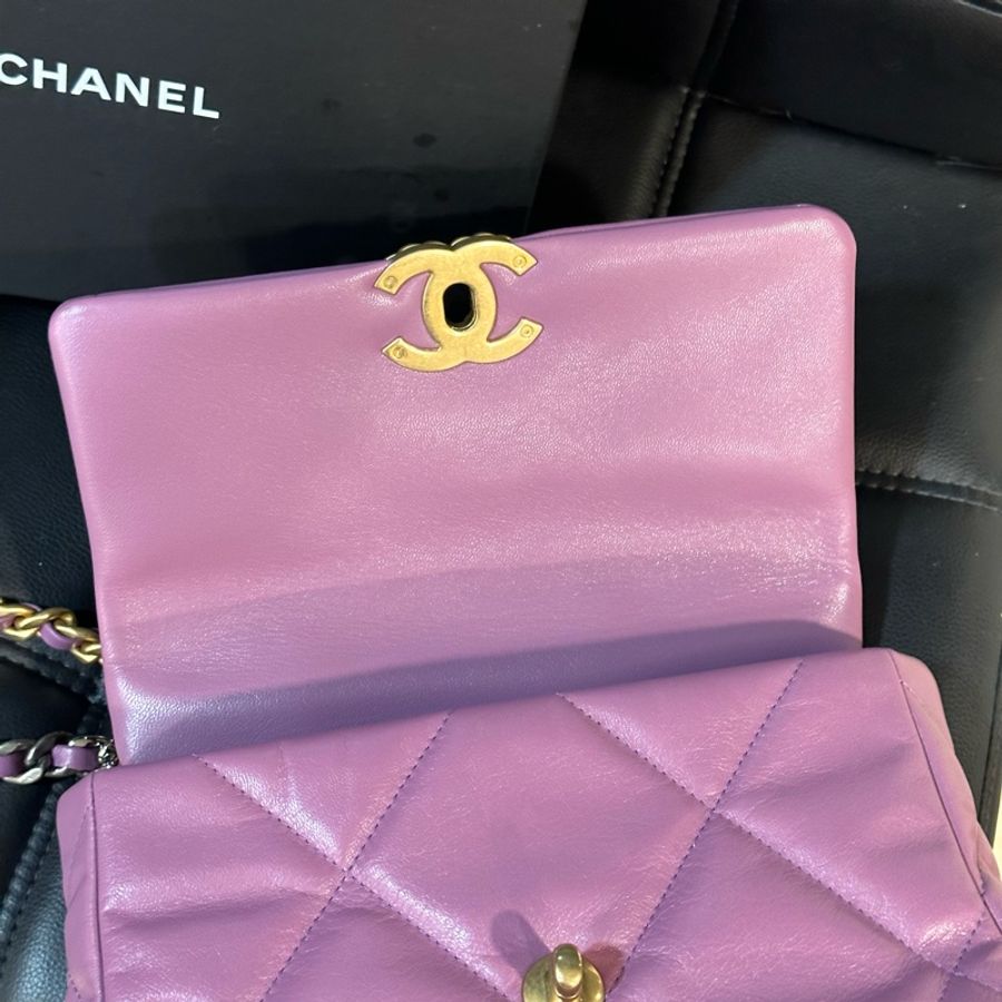 全新全配🈶️購證❤️ chanel #香芋紫 #薰衣草紫 #19bag #小號-12