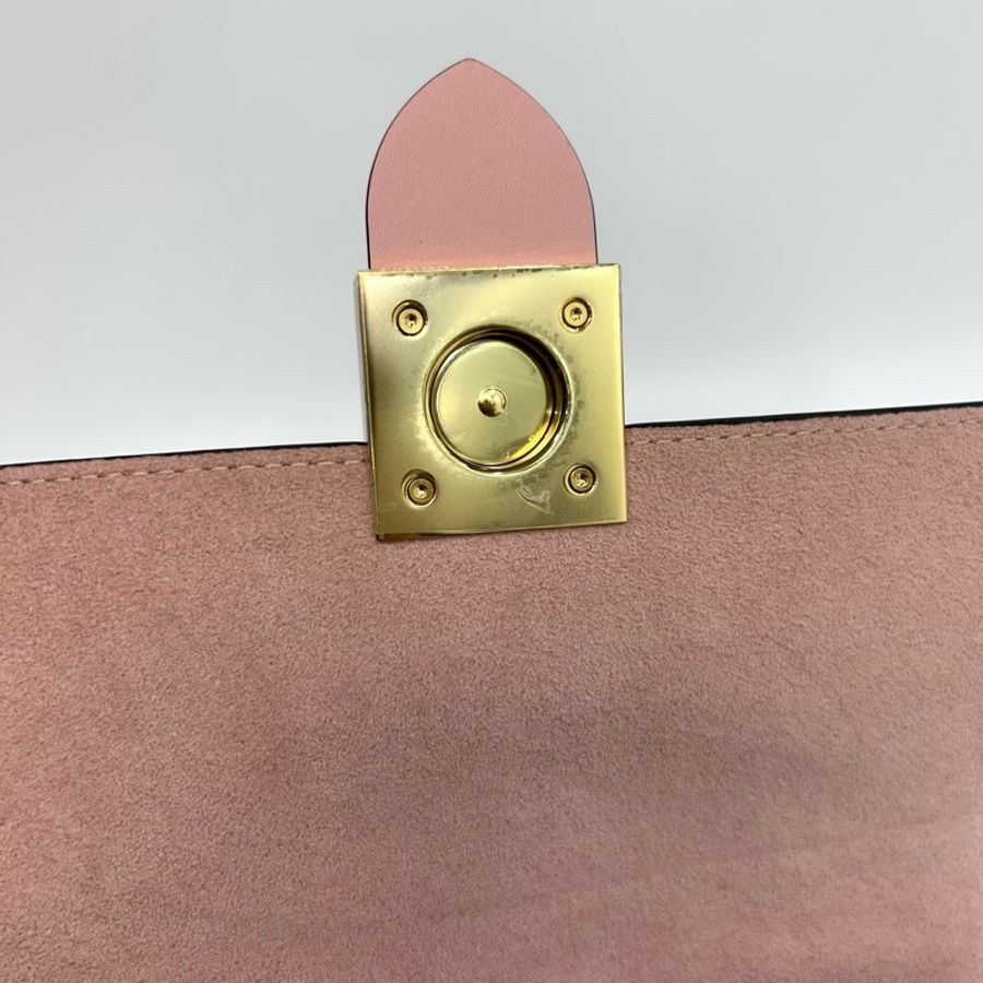 近新路易威登鎖頭包LV原花拚櫻花粉牛皮Locky BB手提側背包M44080-19