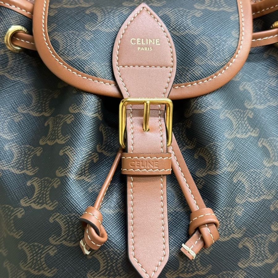 Celine FOLCO標誌印花及牛皮革迷你背包-1